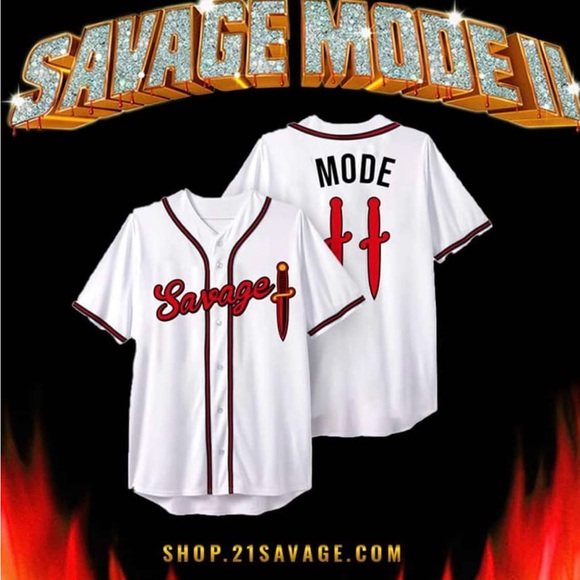 Rare 21 Savage baseball jersey ( savage mode 2 ) Atlanta braves mob style - Picture 3 of 9